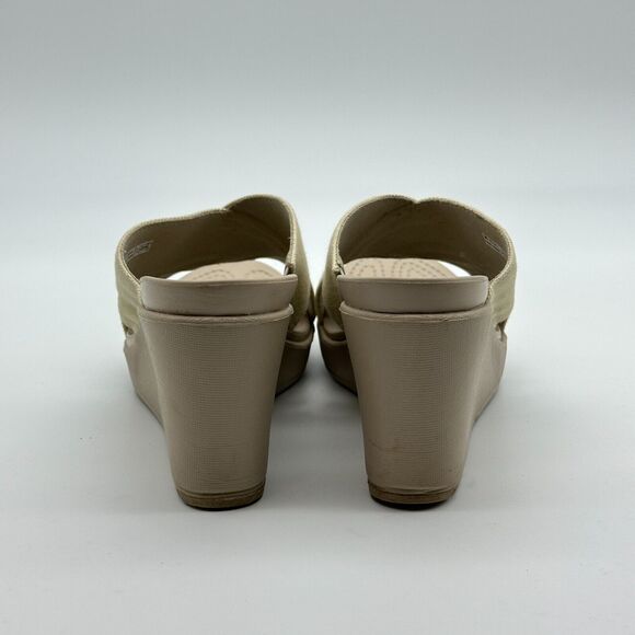 Crocs Leigh II Cris-Cross Strap Wedge Women's Size 10 Beige Comfort Sandals - Picture 3 of 12